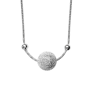 COLLIER ARGENT AVEC BOULE DE NEIGE 42CM + 3 CM