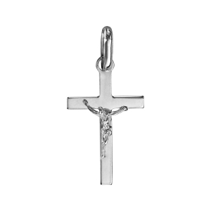 PENDENTIF JESUS SUR CROIX ARGENT RHODIÉ PETIT MODELE