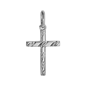 PENDENTIF CROIX ARGENT RHODIÉ DIAMANTE 20MM