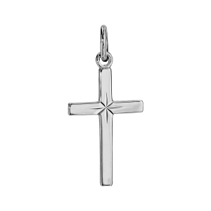PENDENTIF CROIX ARGENT RHODIÉ DIAMANTE  ETOILE dim 20x12 mm
