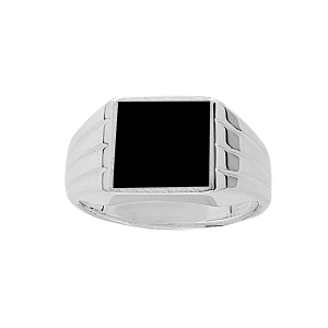 CHEVALIERE RECT. GODRONS ONYX IMITATION ARGENT .