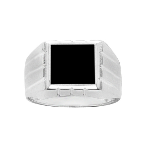 CHEVALIERE CARRÉE + GODRONS + ONYX IMITATION