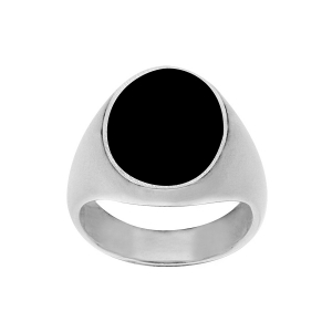 CHEVALIERE GROSSE OVALE +ONYX IMITATION