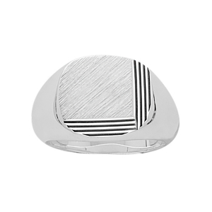 CHEVALIERE ARGENT GRAND PLATEAU OVALE DIAMANTEE DROIT 2 FACES
