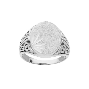 CHEVALIERE ARGENT PLATINÉ 15*12 DIAMANTEE