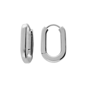 BOUCLES D'OREILLES CREOLE ACIER FORME RECTANGULAIRE ARTICULÉE