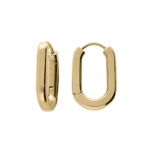 BOUCLES D'OREILLES CREOLE ACIER ET PVD DORÉ FORME RECTANGULAIRE ARTICULÉE