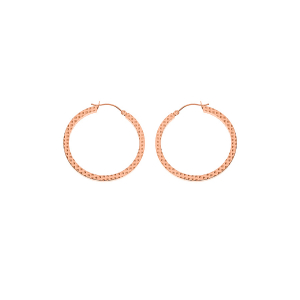 CRÉOLES ACIER ET PVD ROSE FIL CARRÉ 45MM MARTELÉE