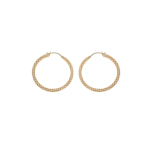 CRÉOLES ACIER ET PVD JAUNE FIL CARRÉ 45MM MARTELÉE