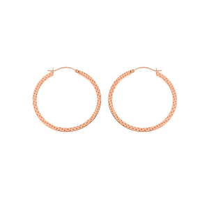 CRÉOLES ACIER ET PVD ROSE FIL CARRÉ 55MM MARTELÉE