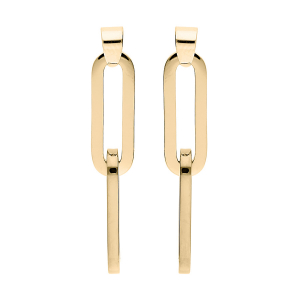 BOUCLES D'OREILLES TIGE ACIER ET PVD DORÉ 2 MAILLES RECTANGULAIRES