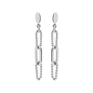 BOUCLES D'OREILLES TIGE ACIER 3 MAILLES RECTANGULAIRES MODELE FIN