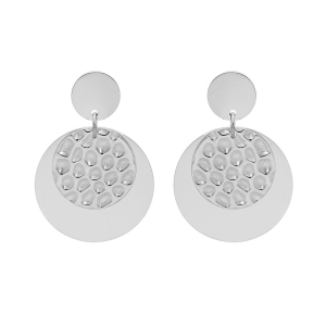 BOUCLES D'OREILLES TIGE ACIER DOUBLE PASTILLE