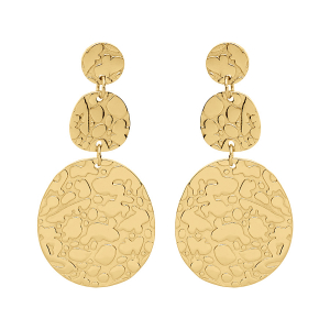 BOUCLES D'OREILLES TIGE ACIER ET PVD DORÉ EMBOSSÉ