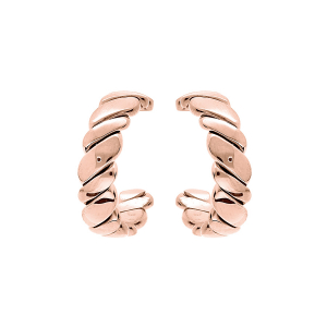 BOUCLES D'OREILLES TIGE ACIER ET PVD ROSE CRÉOLES STRIEES 20MM