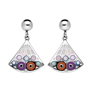 BOUCLES D'OREILLES TIGE ACIER STELLA MIA FORME EVENTAIL RÉSINE ET NACRE
