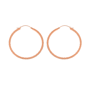 CRÉOLES ACIER ET PVD ROSE FIL CARRÉ 65MM MARTELÉE