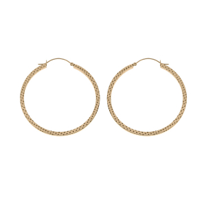 CRÉOLES ACIER ET PVD JAUNE FIL CARRÉ 65MM MARTELÉE