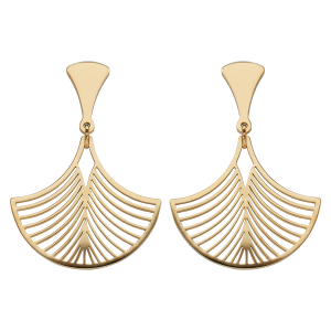 BOUCLES D'OREILLES TIGE ACIER ET PVD DORÉ  PLUME DE PAONS