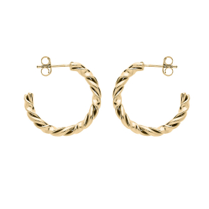 CRÉOLES ACIER ET PVD JAUNE TIGE TORSADE 24MM