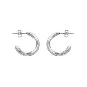 BOUCLES D'OREILLES TIGE ACIER DEMI CRÉOLES AVEC OXYDES BLANCS