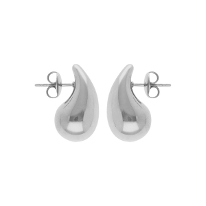 BOUCLES D'OREILLES TIGE ACIER PETITE GOUTTE  INCURVÉE 18MM X 10MM