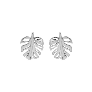 BOUCLES D'OREILLES TIGE ACIER AVEC PENDENTIF FEUILLAGE