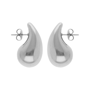 BOUCLES D'OREILLES TIGE ACIER GRANDE GOUTTE INCURVÉE  (dim 33mm x 18 mm)