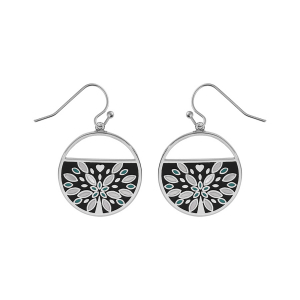 BOUCLES D'OREILLES CROCHET ACIER STELLA MIA RONDE DIAM 22 MM  RÉSINE ET NACRE