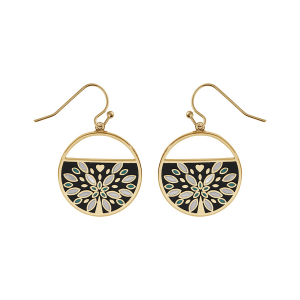 BOUCLES D'OREILLES CROCHET ACIER ET PVD DORÉ STELLA MIA RONDE AVEC RÉSINE