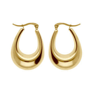 CRÉOLES ACIER DORÉ JAUNE FORME OVALE BOMBÉE