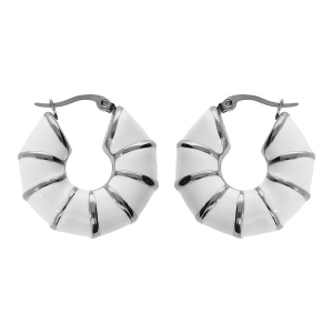 CRÉOLES ACIER FORME RONDE RÉSINE BLANCHE 26MM