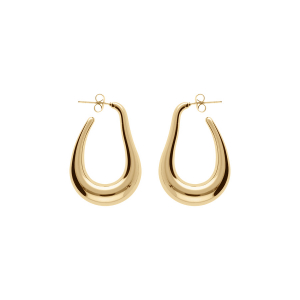 CRÉOLES ACIER PVD DORÉ LONGUE GOUTTE LISSE HAUTEUR 34MM