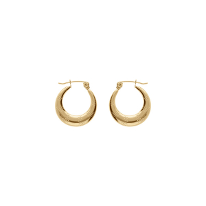 CRÉOLES ACIER PVD DORÉ RONDE MOTIF QUADRILLÉ  20MM