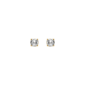 BOUCLES D'OREILLES TIGE ACIER DORÉ JAUNE OXYDE 5MM BLANC FERMOIR A VIS ET CAOUTCHOUC