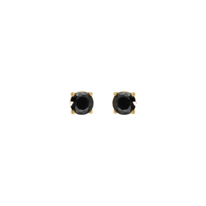 BOUCLES D'OREILLES TIGE ACIER DORÉ JAUNE OXYDE 6MM  NOIR  FERMOIR A VIS ET CAOUTCHOUC