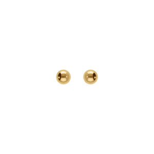 BOUCLES D'OREILLES TIGE ACIER DORE JAUNE BOULE 5MM  FERMOIR A VIS ET CAOUTCHOUC