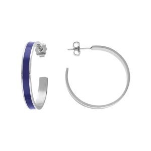 CRÉOLES ACIER 30MM RÉSINE BLEU