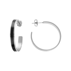 CRÉOLES ACIER 30MM RÉSINE NOIRE