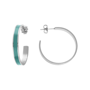 CRÉOLES ACIER 30MM RÉSINE TURQUOISE