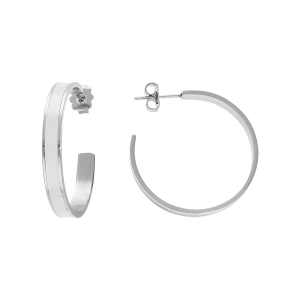 CRÉOLES ACIER 30MM RÉSINE BLANCHE