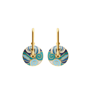 BOUCLES D'OREILLES TIGE ACIER DORÉ STELLA MIA ANNEAU RÉSINE BLEU
