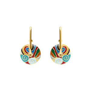BOUCLES D'OREILLES TIGE ACIER DORÉ STELLA MIA ANNEAU RÉSINE MULTI COULEUR