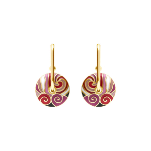 BOUCLES D'OREILLES TIGE ACIER DORÉ STELLA MIA ANNEAU RÉSINE ROUGE