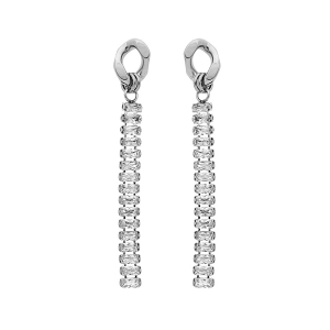 BOUCLES D'OREILLES TIGE ACIER PENDANTES OXYDES BLANCS SERTIS