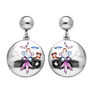 BOUCLES D'OREILLES TIGE ACIER STELLA MIA RONDE FLEUR RÉSINE ET NACRE