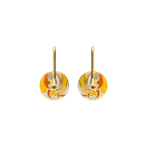 BOUCLES D'OREILLES TIGE ACIER DORÉ STELLA MIA ANNEAU RÉSINE ORANGÉ