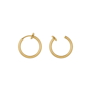 CRÉOLES ACIER DORÉ TUBE 15MM  SYSTEME CLIP ET RESSORT