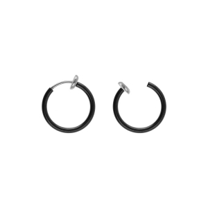 CRÉOLES ACIER PVD NOIR TUBE 15MM  SYSTEME CLIP ET RESSORT