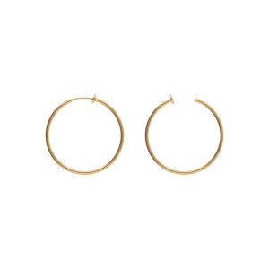 CRÉOLES ACIER DORÉ TUBE 37MM   SYSTEME CLIP ET RESSORT